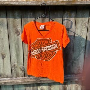 Harley-Davidson Y2K Women’s L Deep V-Neck Fitted Biker Tee Vintage HD Top